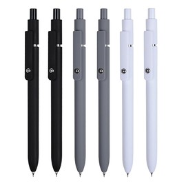 FIOVER Gel Pens,6Pcs Pens Fine Point Smooth Writing Pen, 0.5mm Black Gel Ink Pens High-End Series Pens Ballpoint, Pens for Journaling Note Taking, Pen Sets Gifts for Women Men (6pcs-Black,Gray,White)
