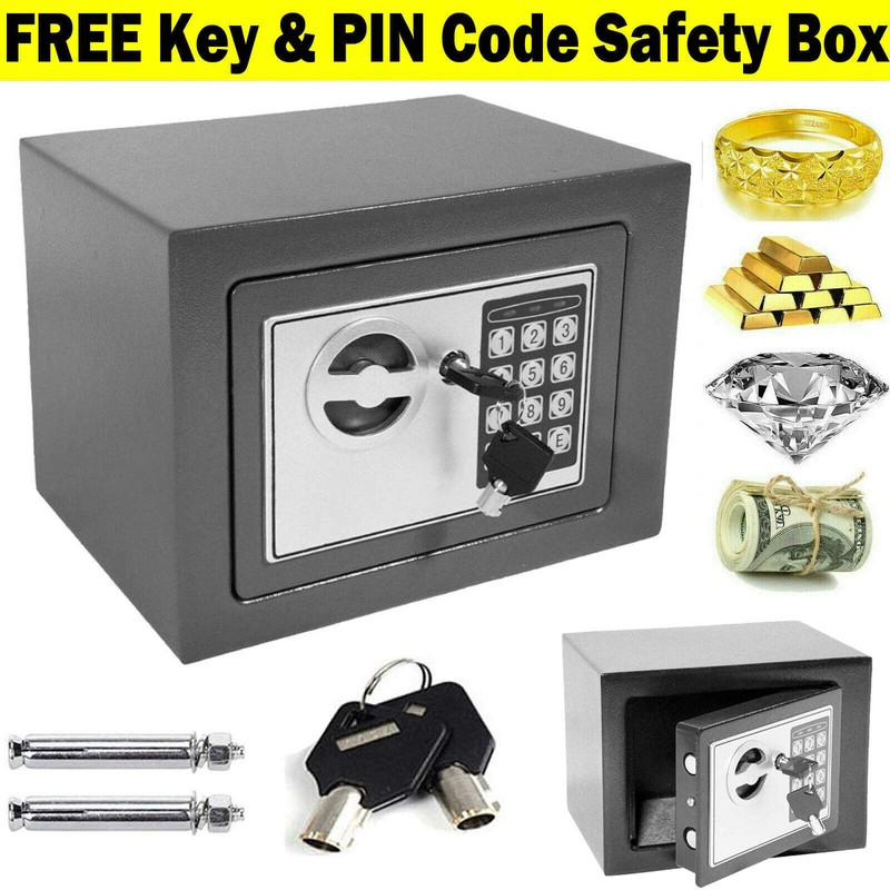 Lucn Electronic Safe Box Password Case 4.6L Grey Steel Digital/Key
