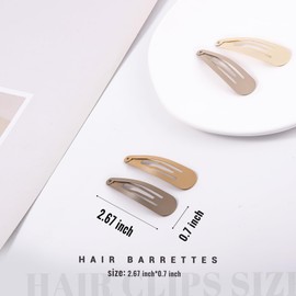 Cptots 20 PCS Metal Snap Hair Clips Water Drop No Slip Hair Barrettes for Women Medium Hair Clips For Thick And Thin Fine Hair,Matte Black Beige Gradient Brown,2.67 x 0.7 Inches.