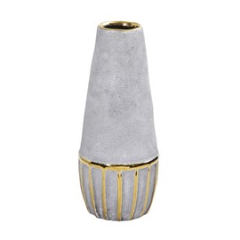 Nearly Natural 10in. Regal Stone Decorative Vase with Gold Accents, Gray