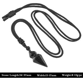 KYEYGWO Natural Black Obsidian Crystal Necklace for Women Men, Clear Quartz Pendant Spiritual Jewellery with Adjustable Rope