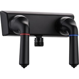 RV Shower Faucet, Camper Shower Faucet, 4" RV Shower Valve Diverter with Hot/Cold Dual Levers Handles for RV Outside and Inside Bathroom Shower, Black