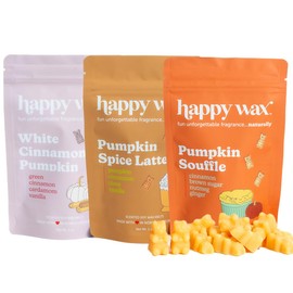 Happy Wax Classic Pumpkin Collection Scented Natural Soy Wax Melts – 6 Total Oz. of Scented Wax Melts, Collection Includes 2oz Pumpkin Spice Latte, 2oz Pumpkin Souffle, and 2oz White Cinnamon Pumpkin