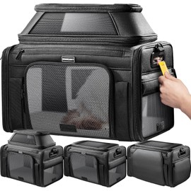 Top-Expandable Pet Carrier with Treat Pet Window,17x11x9.5 Airline Approved
