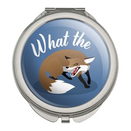 Brown Fox What The Pun Funny Compact Travel Purse Handbag Makeup Mirror