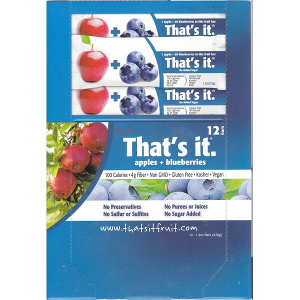 That's It Fruit Bars, Apple and Blueberry, Pack of 24 (2 Cases)