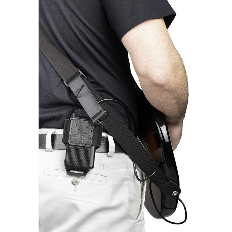 Levy's Leathers MM14-BLK Wireless Transmitter Bodypack Holder, Black Leather