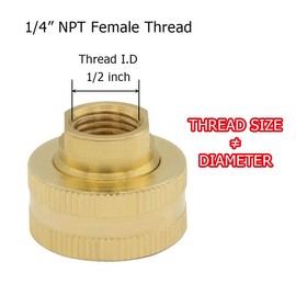 Hooshing 1/4" NPT to 3/4" GHT Garden Hose Adapter Double Female Brass Swivel Garden Hose Connectors, Pack of 3