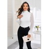 Womens Mock Turtleneck Lantern Puffy Eyelet Long Sleeve Fitted Layer