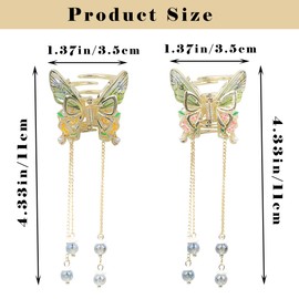 4 PCS Butterfly Tassel Hair Clips Elegant Pearl Butterfly Hair Claw Clips Small Flower Metal Butterfly Hair Accessories for for Thin Thick Hair Women Girls Strong Hold Non Slip Hair Accessories Clamps