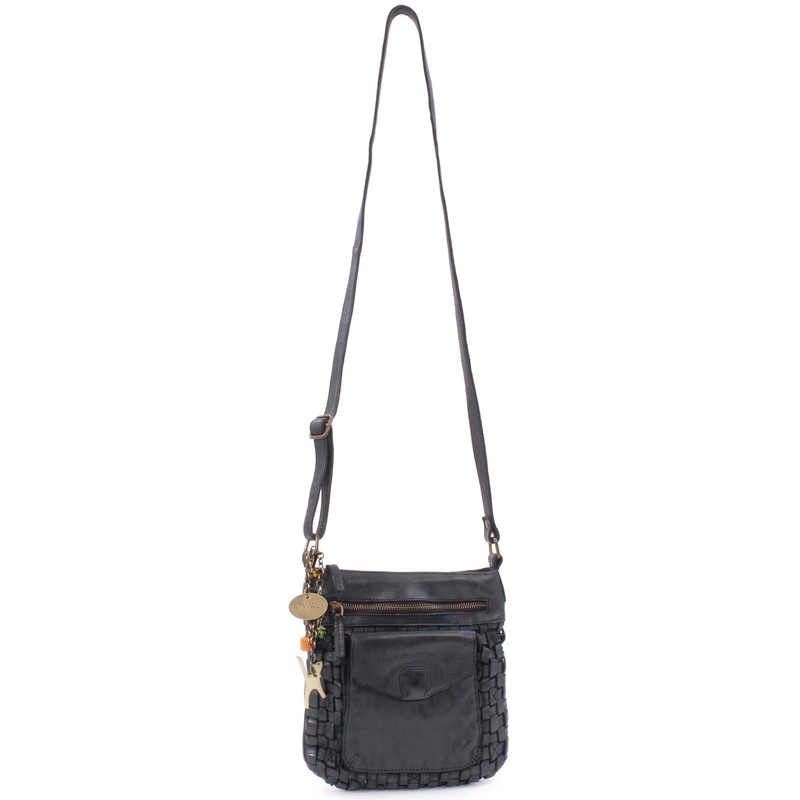 Catwalk Collection Handbags - Women's Woven Leather Shoulder Bag -