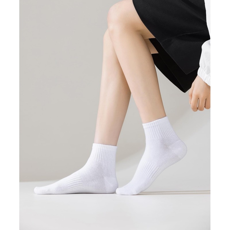 ACCFOD ACCFOD Womens White Ankle Socks Thin Cotton Gym Socks