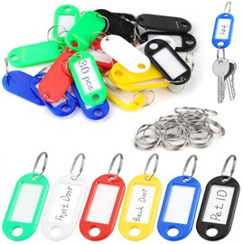 TXXATX Pack of 30 Key Fobs, Writeable 4.8 x 2.3 cm, Key Tags with Labels Key Fob for Labelling, Key Labelling Pendant with 30 Pieces Key Ring for Suitcase, Pets