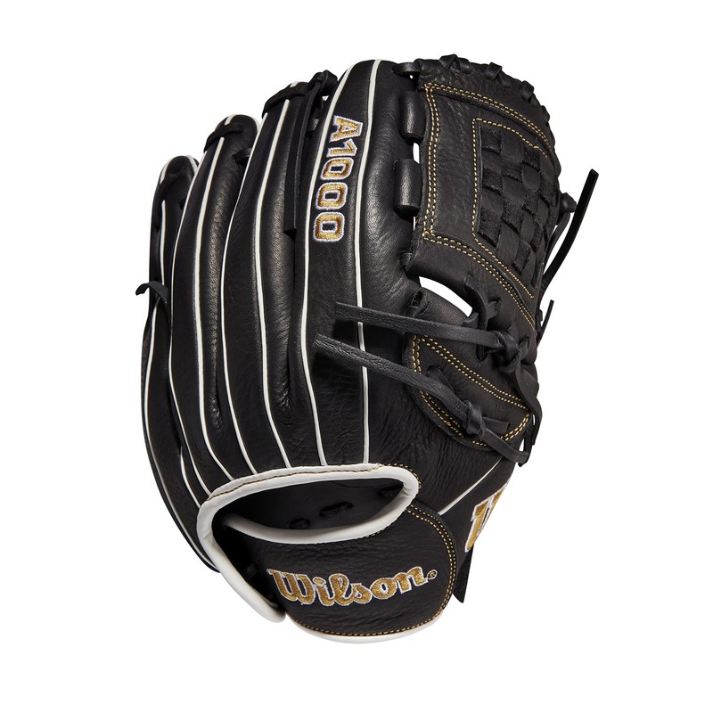 WILSON Guante de softbol para Mujer, 12 Pulgadas, Negro/Oro metálico,