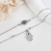 JERWLI Evil Eye Hamsa Anklet Sterling Silver Evil Eye and