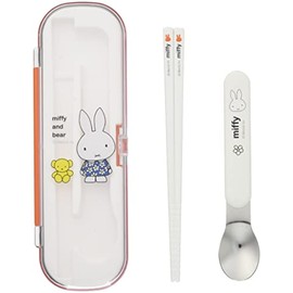 Kutsuwa MF674 Miffy Combination Set (Chopsticks and Spoon), Kids Lunch Series, Made in Japan