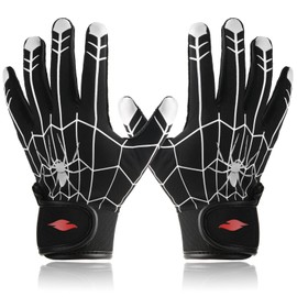 RSPGO Youth Baseball & Softball Batting Gloves for Kids with Super Grip Fit, Spider Black M/L