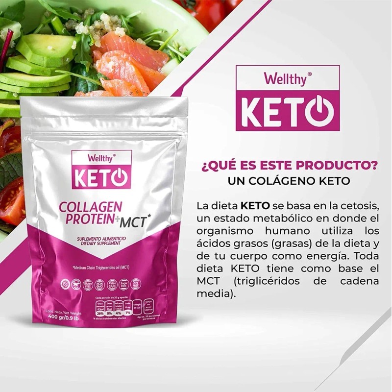 Collagen Protein + Mct Keto De Wellthy 400g Se Sabor