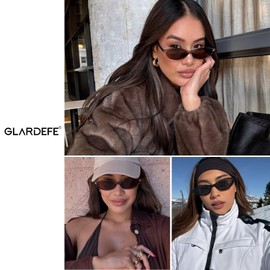 GLARDEFE Retro Oval Sunglasses for Women - Y2k Trendy Sun Glasses - Cat Eye 90s Shades(Brown/Brown Lens)