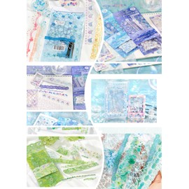 6 Pack Vintage Mesh Fabric Scrapbook Paper Journaling Stickers Assorted Set Scrapbooking Kit Material Paper Memo Junk Journal Supplies for Bullet Journaling Retro Crafts Planner Collage Card Album