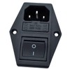 IEC Built-in Socket C14, with Black Switch and Two Fuses,