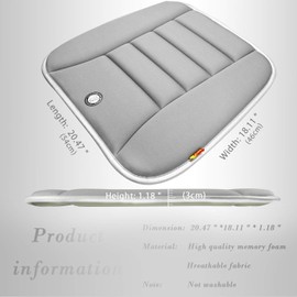 RaoRanDang Car Seat Cushion Pad for Car Driver Seat Office Chair Home Use Memory Foam Seat Cushion, Grey