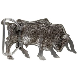 Western Antique Gold Lady Bull Engraved Belt Buckle, Fits 1-1/2"(38mm) Belt (Antique Silver Gold)