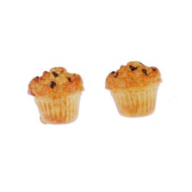 Miniblings Earrings Stud Earrings Cakes Cupcake Muffin Blueberry Beige