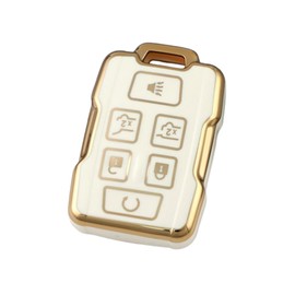 Key Fob Cover for Chevy GMC: 6 Buttons Key Fob Case Fit for Chevy Tahoe Suburban GMC Yukon XL Denali 2015 2016 2017 2018 2019 2020丨TPU Remote Keyless Key Fob Case M3N-32337100 (White)