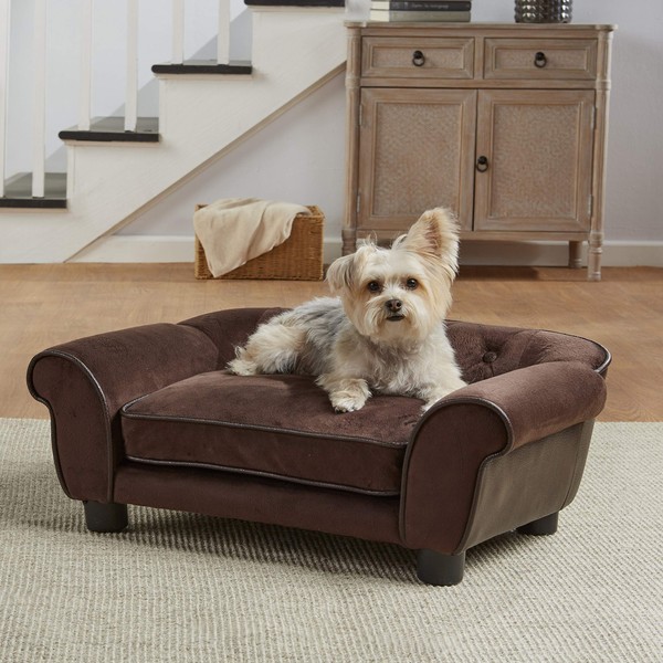 Enchanted Home Pet Cleo Pet Sofa in Brown, 17.5" L x 12.0" W x 9.0" Th