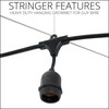 50-ft 25 Suspended Sockets E26 Commercial Patio Light Stringer, Heavy