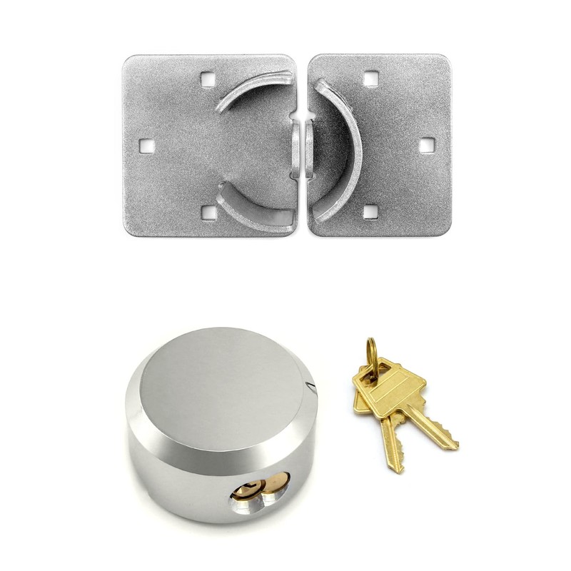 QWORK Heavy Duty Puck Lock and Hasp, High Security Steel