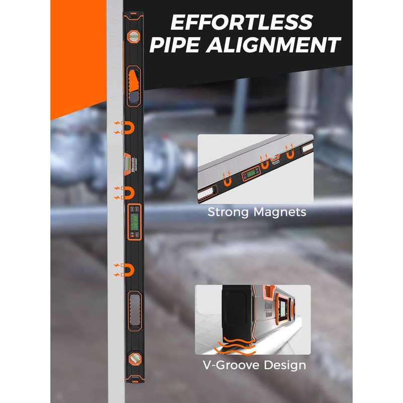 Mecurate 48-Inch Digital Level, Professional Smart Precision Torpedo Level Tool,