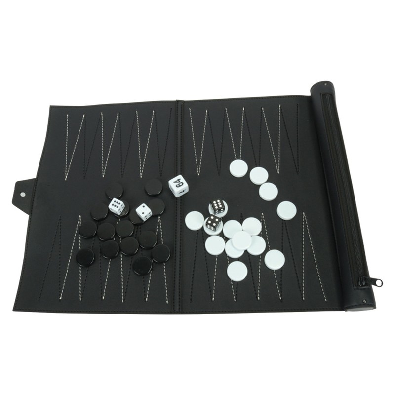 Portable Backgammon with PU Leather Chess Board Foldable Backgammon Board