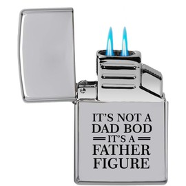 ROLYAD Dual Flame Torch Lighter It's Not A Dad BOD It's A Father Figure Funny Gift for Dad (Chrome)