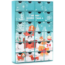 BRUBAKER Advent Calendar for Dogs to Fill - Reusable DIY Christmas Calendar for Treats, Snacks, Sweets for Your Four-Legged Friend or Family - Pet Calendar with 24 Doors