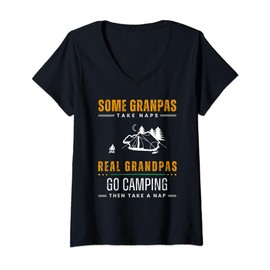 Womens campers' catnap: grandpas' humorous outdoor snooze tee V-Neck T-Shirt