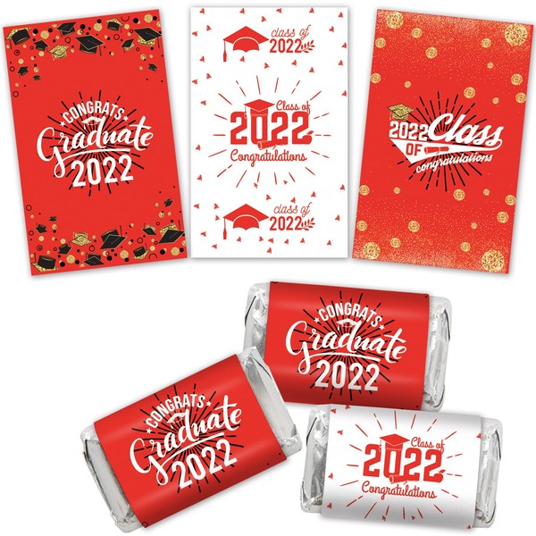 Class of 2022 Graduation Miniatures Candy Bar Wrapper Stickers for Graduation Party Favors (54 Count)