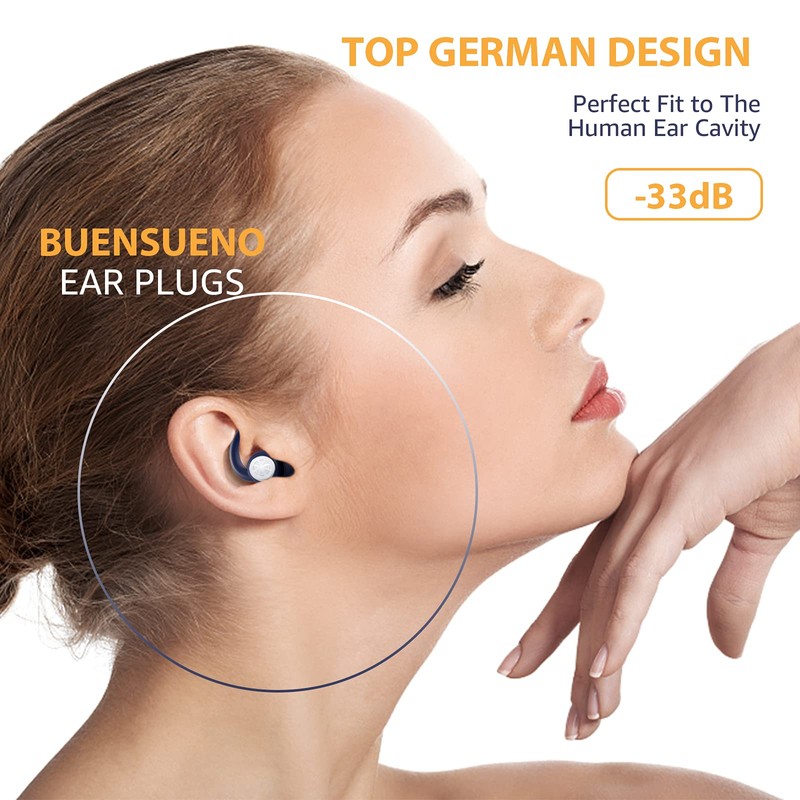 Silicone Ear Plugs for Sleeping - BUENSUENO 2 Pairs Reusable
