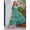 Amegoya Women's Summer Boho Tiered Maxi Dress V Neck Smocked