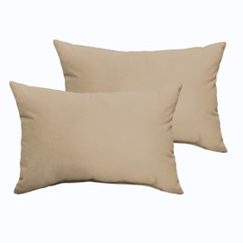 Sorra Home Beige Indoor/Outdoor Knife Edge Pillow Set, 14 in x 24 in