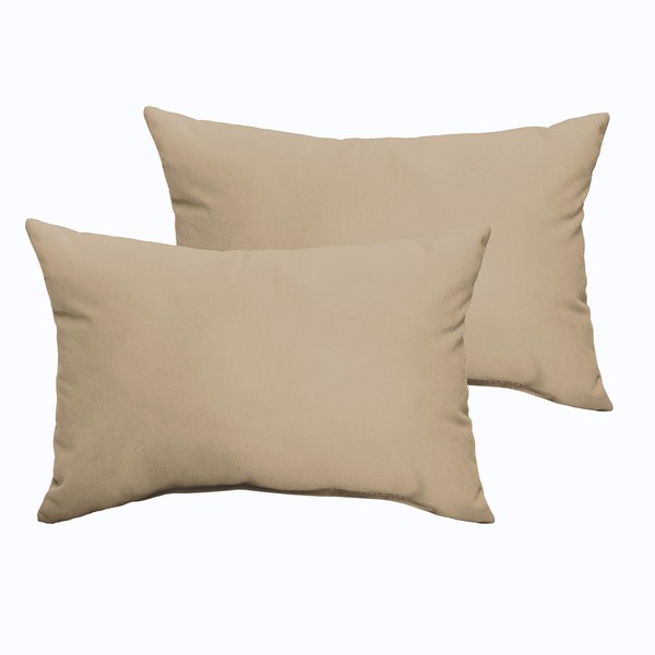 Sorra Home Beige Indoor/Outdoor Knife Edge Pillow Set, 14 in