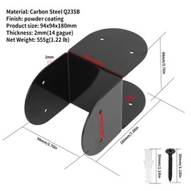 Black Caps Tie Bracket for 4x4 Post Caps, Timber to Timber Joist Hanger Joist Hanger, Beam Post Anchor Connectors, Truss to Beam Connectors, Pergola Support Brackets for Post to Wood Deck