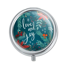Love and Joy at Christmas Poinsettias Pill Case Trinket Gift Box