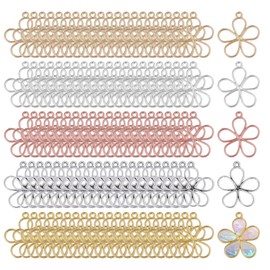 CHGCRAFT 120 Pcs 5 Color Hollow Flower Charms Open Bezel Frame Pendants Hollow Frame Charms for DIY UV Resin DIY Jewelry Earring Making, Mixed Color