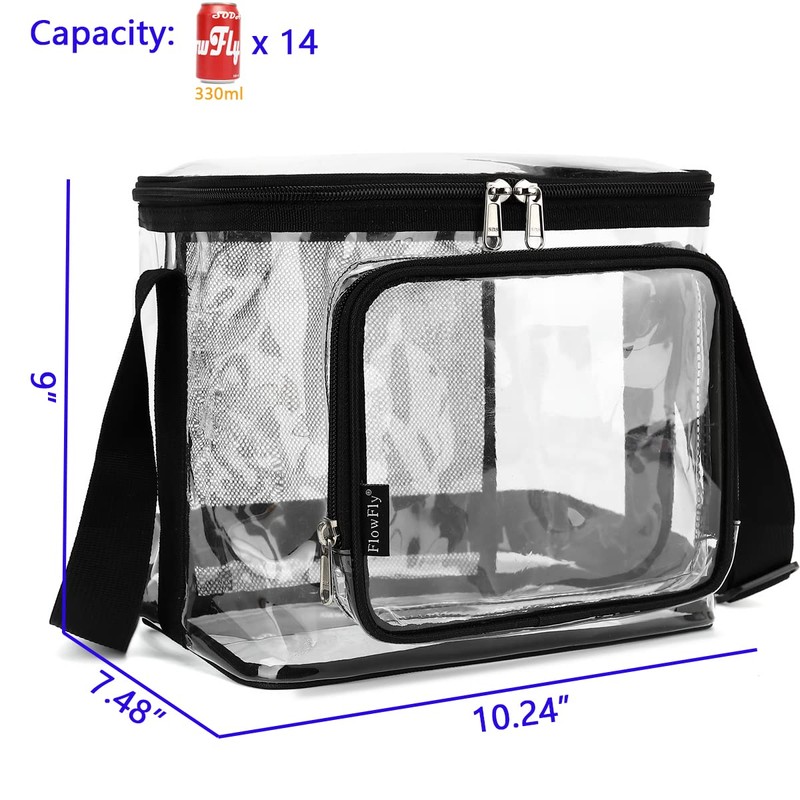 FlowFly Clear Lunch Bag Adult Large Heavy Duty Transparent Stadium