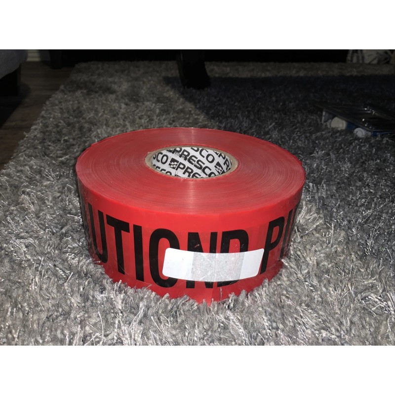 Presco Caution Buried Pipeline Below Underground Tape Red 3" x