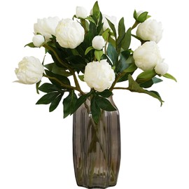 IPOPU White Peonies Artificial Flowers 8pcs Peony Silk Flowers Fake White Flowers for Wedding Centerpieces for Tables Centerpieces Bridal Shower Party Decorations (White)