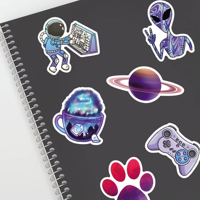 Pack of 50 Purple Stickers, Aesthetic Cute Sticker Packs for