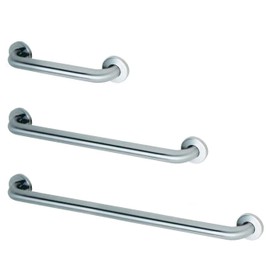 ADA Grab Bar Bundle for Commercial Restrooms & Public Bathrooms – 18”, 36”, 42” Pack of 3, 1.5” Diameter Handicap Grab Bars, Brushed Stainless Steel, Made in USA.